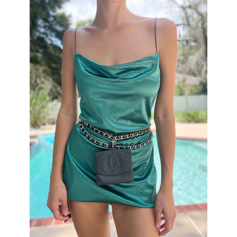 Chanel Black Quilted Leather Chain Belt Bag